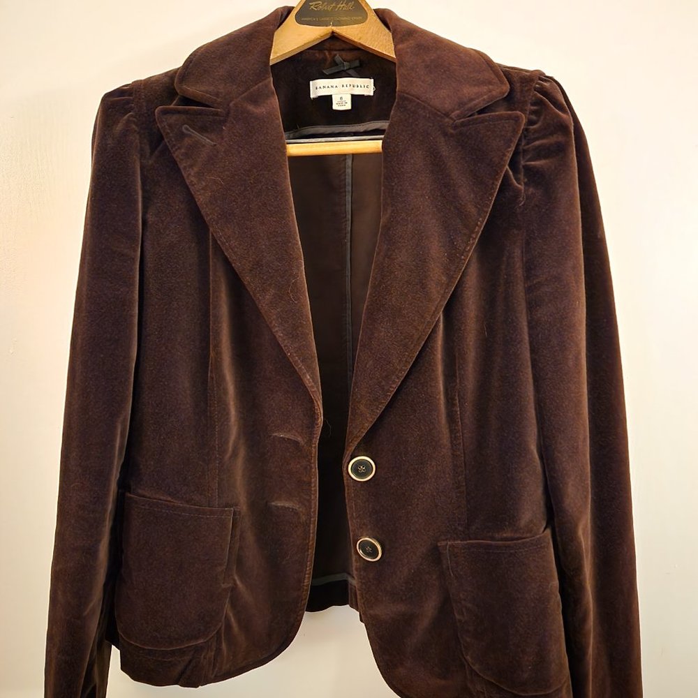 Banana Republic blazer, rich brown velour! Sz 8 Pre owned